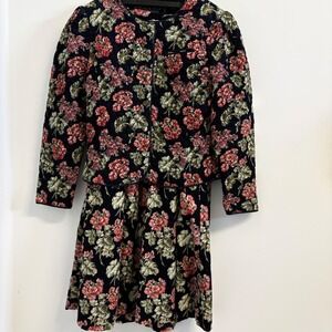 Herman Geist Vintage Floral‎ Quilted Corduroy Jacket and Maxi Skirt Set Size 6